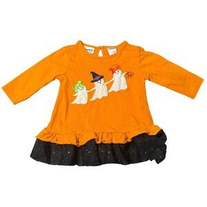 VTG Blueber Boulevard Toddler Party Dress 2T Spooky Halloween Ghost Orange Girls